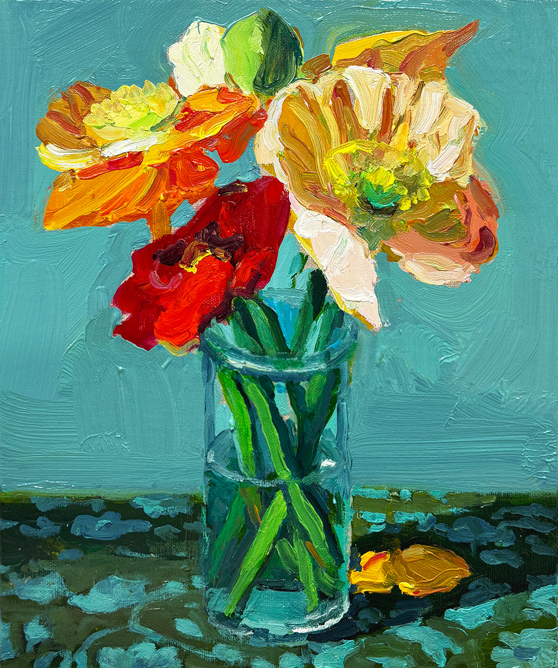 Poppies in a Tall Glass